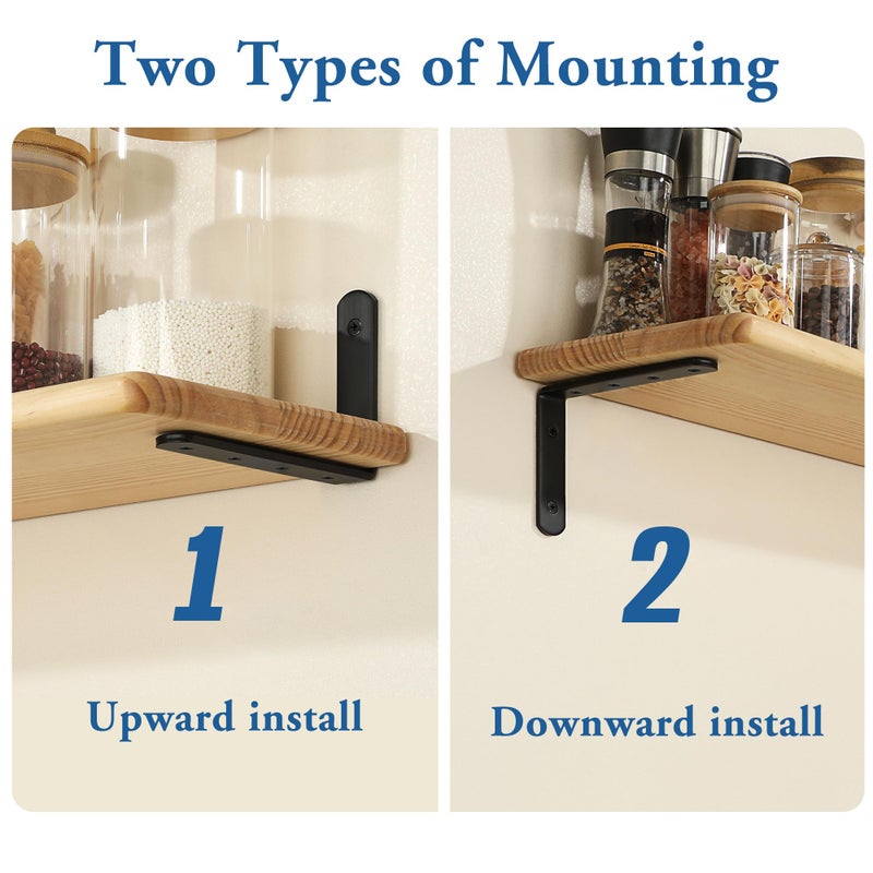 Mooche 4Pack Floating Shelf Bracket, Heavy Duty Shelf Brackets Metal L Brackets for Kitchen Bathroom Shelf Support Wall Mounted with Screw Included (Black, 5*3 Inch) - Image 5